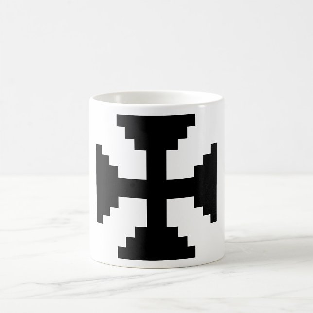 Pixel Art Svart Korssymbol  Kaffemugg (Skapare uppladdad)