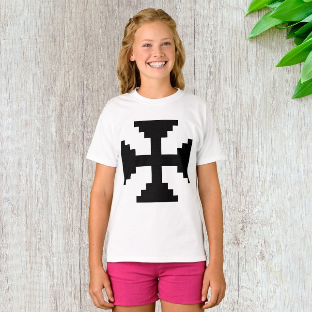 Pixel Art Svart Korssymbol  T Shirt (Skapare uppladdad)