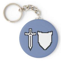 Pixel Art Sword och Shield Keychain