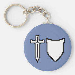 Pixel Art Sword och Shield Keychain Nyckelring
