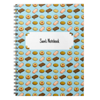 Pixel Art Tasty Cookie Biscuit Mönster Anteckningsbok