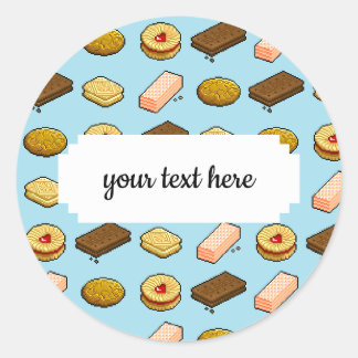 Pixel Art Tasty Cookie Biscuit Mönster Runt Klistermärke