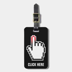 Pixel art travel luggage tag   computer hand icon bagagebricka