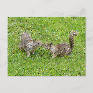 Pixel Art - två ekorrar Vykort