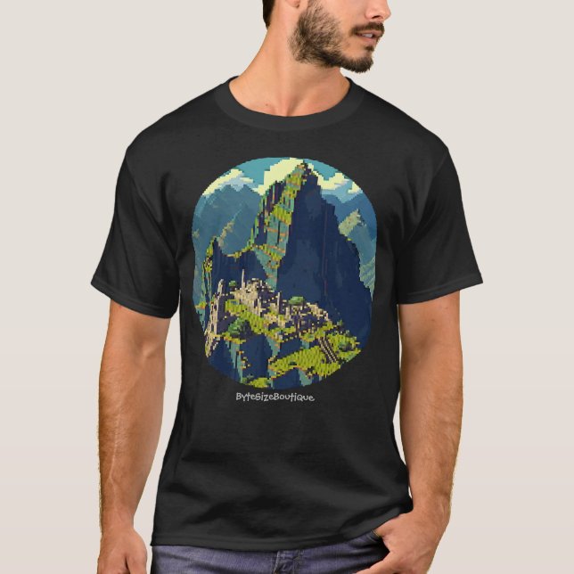 Pixel Art, View of Machu Picchu, Anpassningsbar te T Shirt (Framsida)