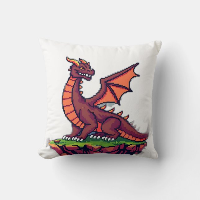 Pixel Art Vintage Dragon Kudde (Framsida)