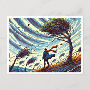 Pixel Art-vykort för stora Vind - Retro Windy Scen Helg Vykort
