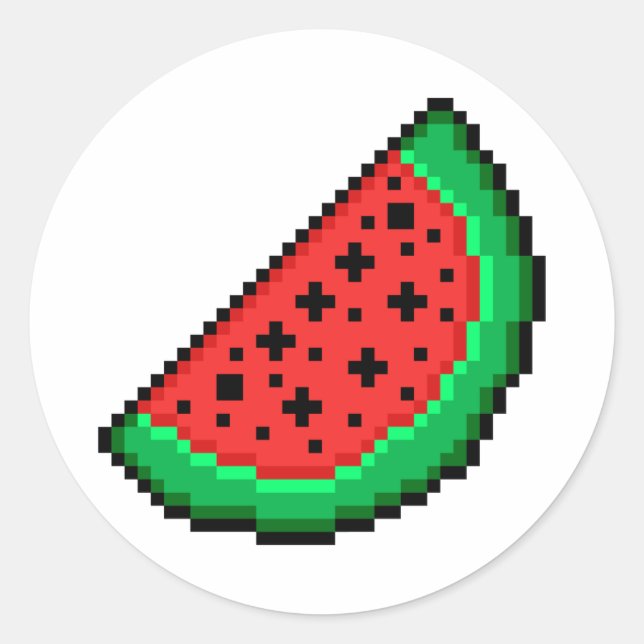 Pixel art Watermelon-dekal Runt Klistermärke (Framsida)