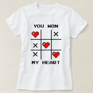 Pixel Art "You Won My Heart" Tic Tac Toe Gamer T Shirt