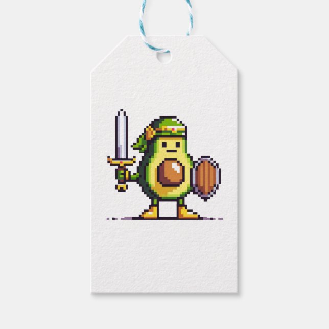 Pixel Avocado Warrior - 8-bitars Retro-speltecken Presentetikett (Framsidan)