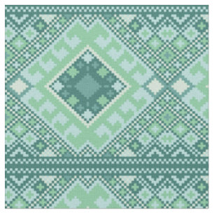 Pixel Aztec Teal Mönster Tyg