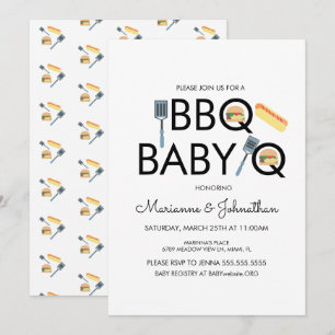 Pixel Baby Shower BBQ Baby Q Kebab Inbjudan
