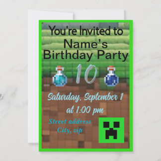 Pixel Birthday Inbjudningar
