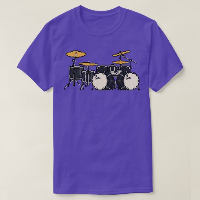 Pixel Black Dubbla Bass Drums Sticker T Shirt (Design framsida)