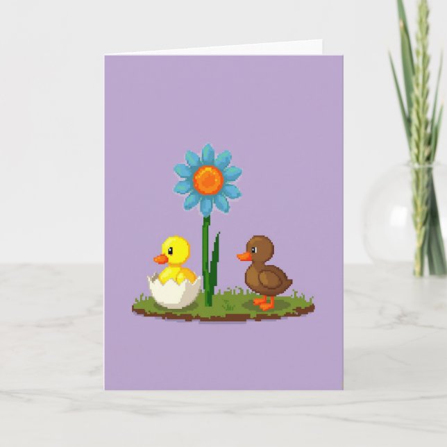 Pixel Blomvänner Söt Kort (Framsida)