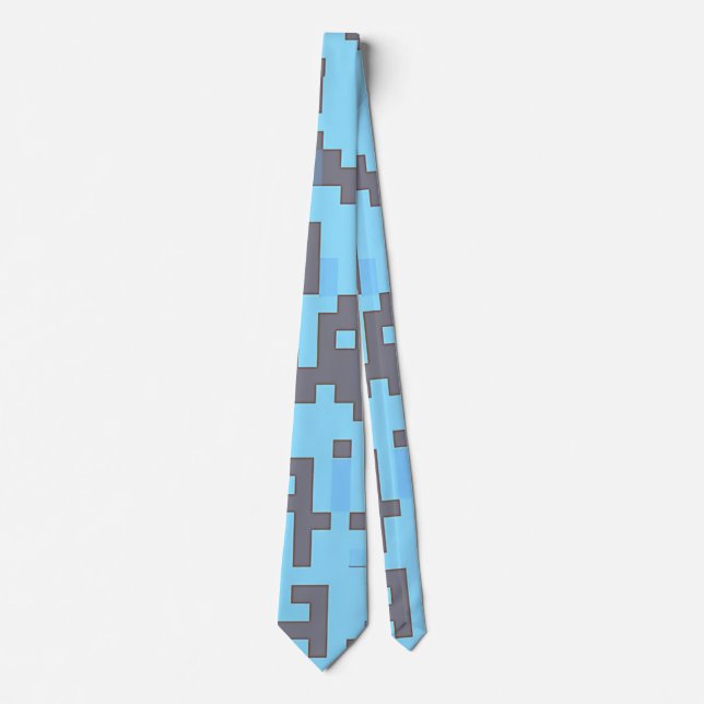 Pixel Blue + Grått Tie Slips (Framsida)