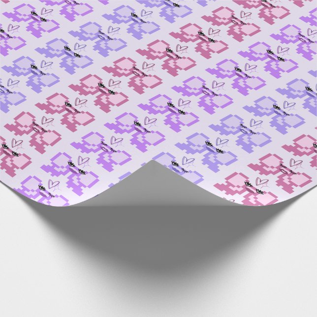 Pixel Bow In High Heels Pattern Presentpapper (Hörn)