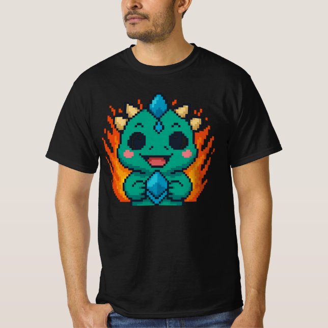 Pixel Bull-Zilla Coin – Retro 8-Bitars Kryptovalut T Shirt (Framsida)