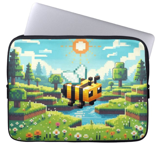 Pixel Buzz: Sunny Meadow Äventyr Laptop Fodral (Framsidan)
