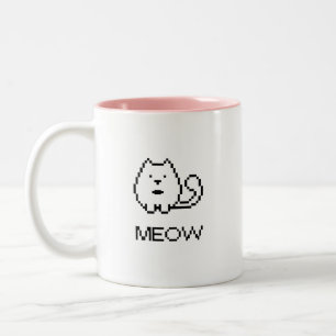 Pixel Cat Meow Två-Tonad Mugg