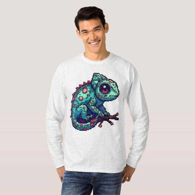 Pixel Chameleon Shift T Shirt (Hel framsida)