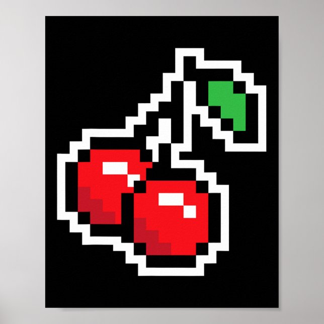 Pixel Cherries 80s Video Game Halloween Costume Ea Poster (Framsidan)