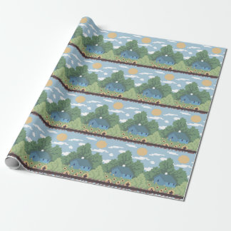 Pixel Countryside House Landscape Pattern Presentpapper
