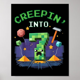 Pixel Creepin i 7-videospel med 7:e-födelsedagsspe Poster