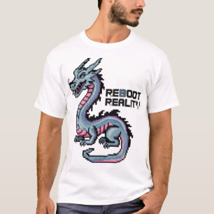 Pixel Cyber Dragon Reboot Reality Glitch Art T Shirt