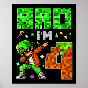 Pixel Dab Gamer Style Födelsedagspresent För Pojka Poster