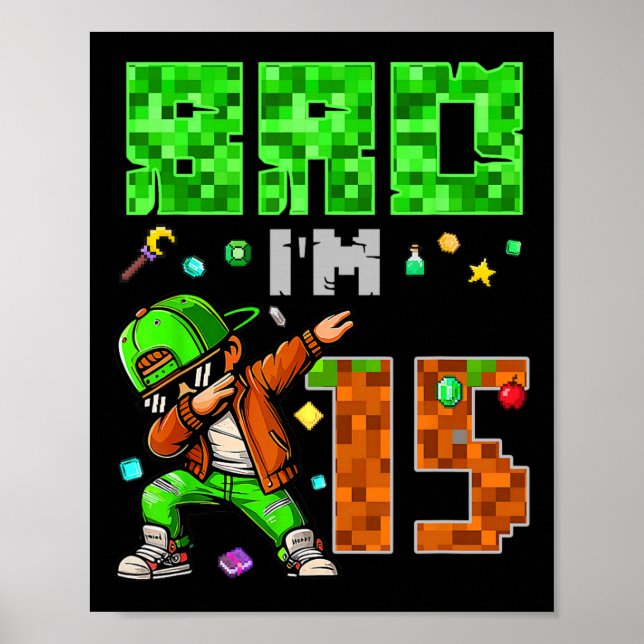 Pixel Dab Gamer Style Födelsedagspresent För Pojka Poster (Framsidan)