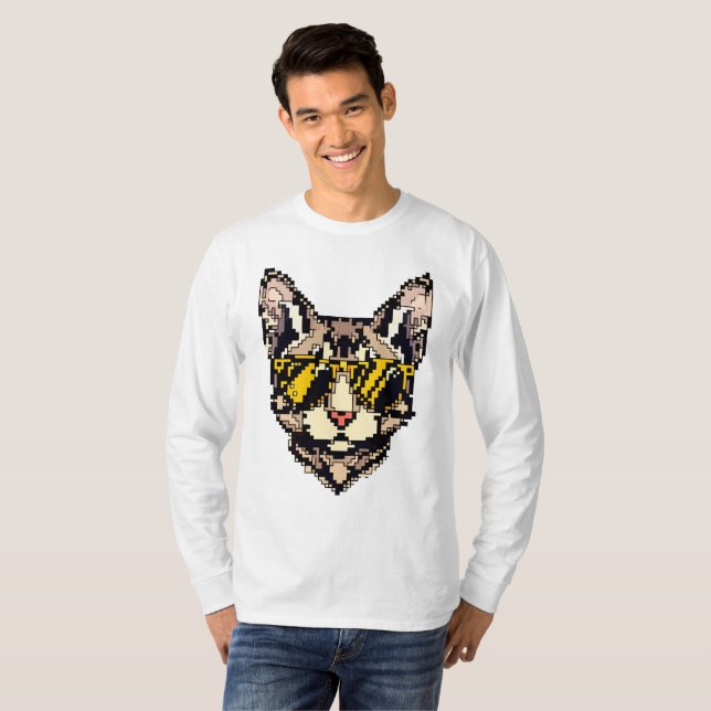 Pixel Devon Rex T Shirt (Hel framsida)