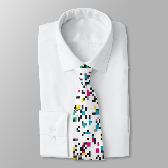 Pixel färg blockerar Glitch Neck Tie Slips (Bunden)