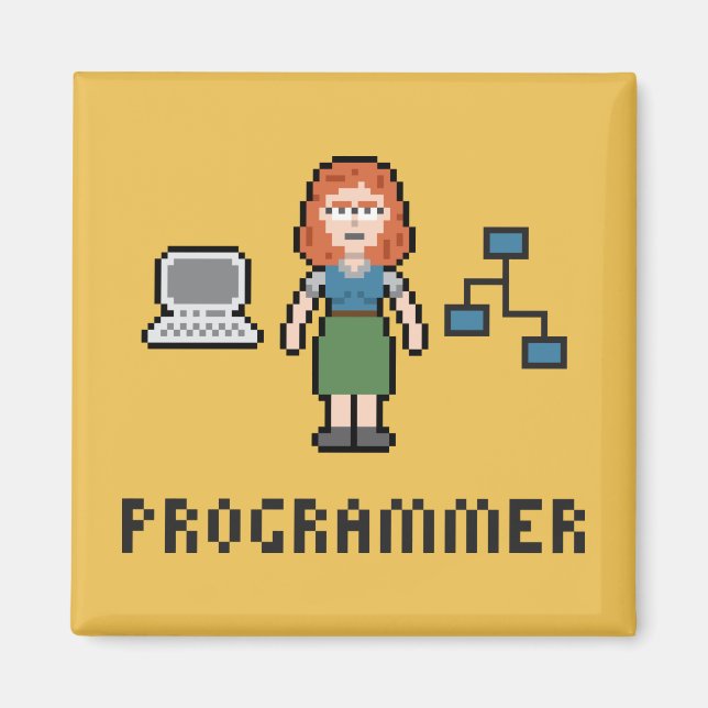 Pixel Female Programmer Magnet (Framsidan)