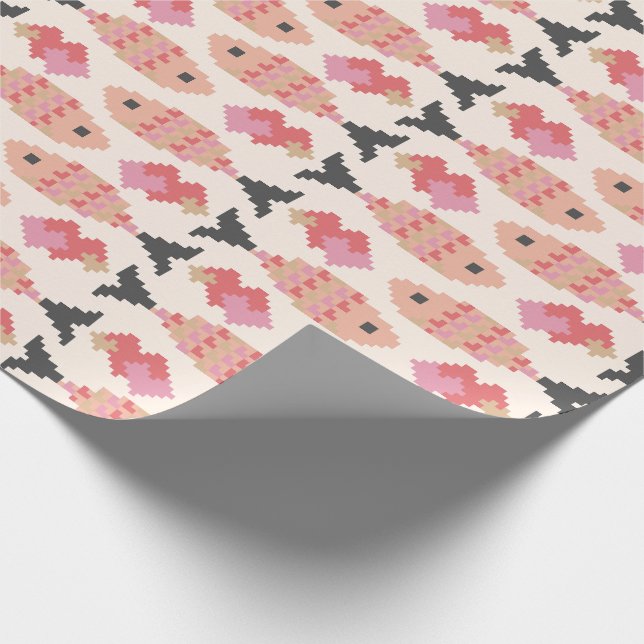 Pixel Fisk och Hjärtmönster Presentpapper (Hörn)