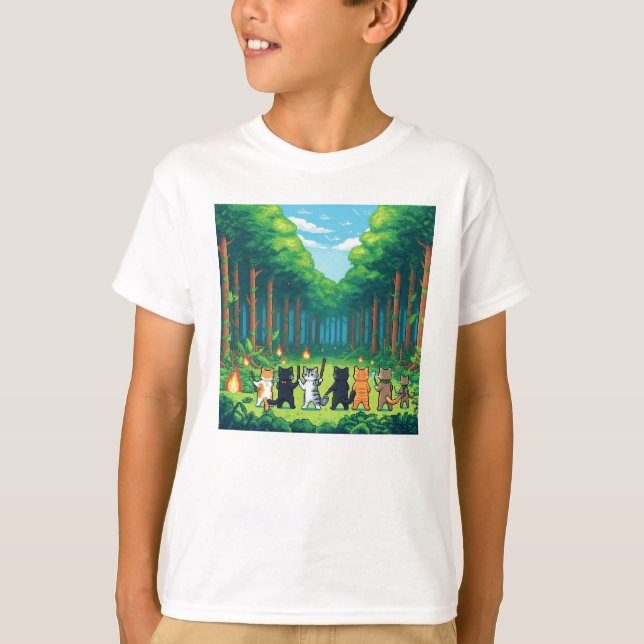 Pixel Friends: Forest Protection (cat) #12 T Shirt (Framsida)