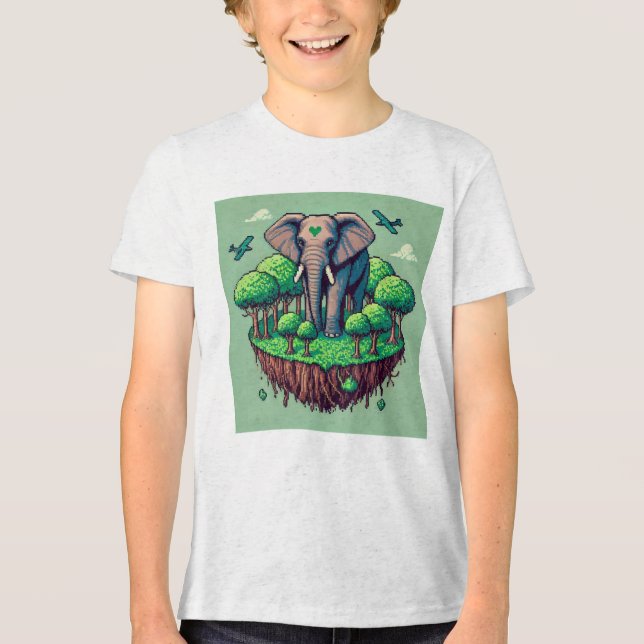 Pixel Friends: Forest Protection (elefant) #01 T Shirt (Framsida)