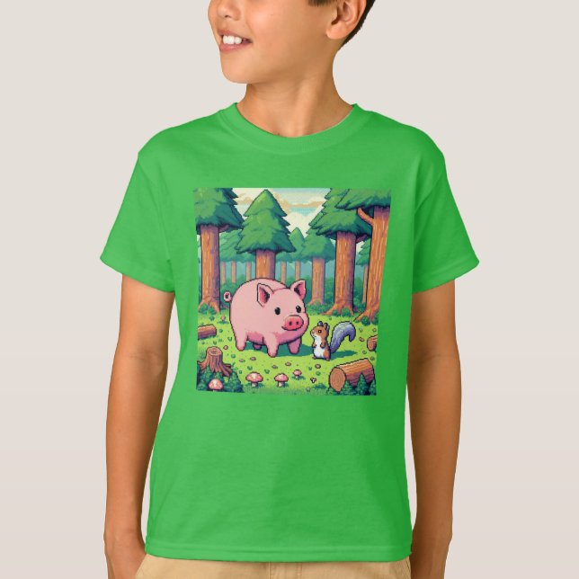Pixel Friends: Forest Protection (gris) #14 T Shirt (Framsida)