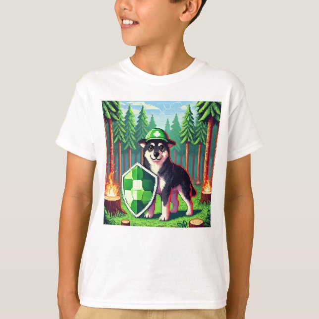 Pixel Friends: Forest Protection (hund) #02 T Shirt (Framsida)
