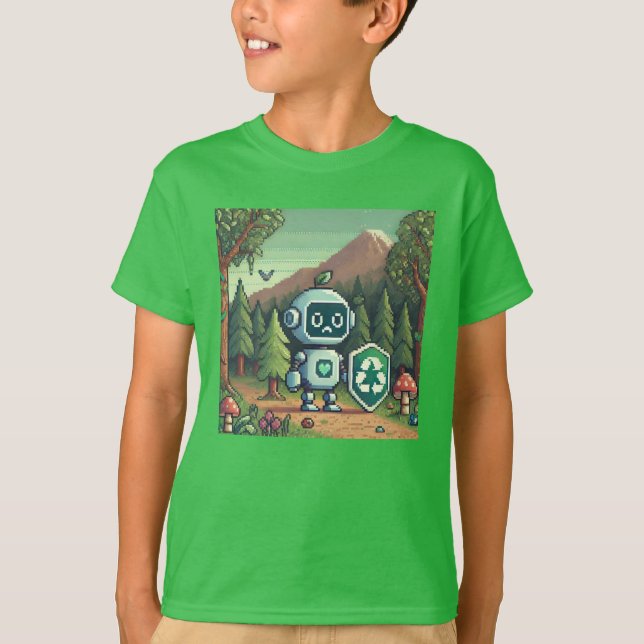 Pixel Friends: Forest Protection (robot) #18 T Shirt (Framsida)