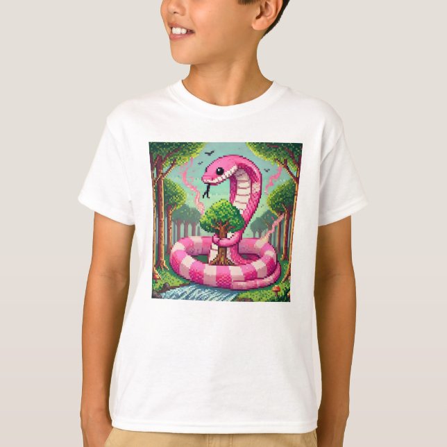 Pixel Friends: Forest Protection (rosa snake) #23 T Shirt (Framsida)