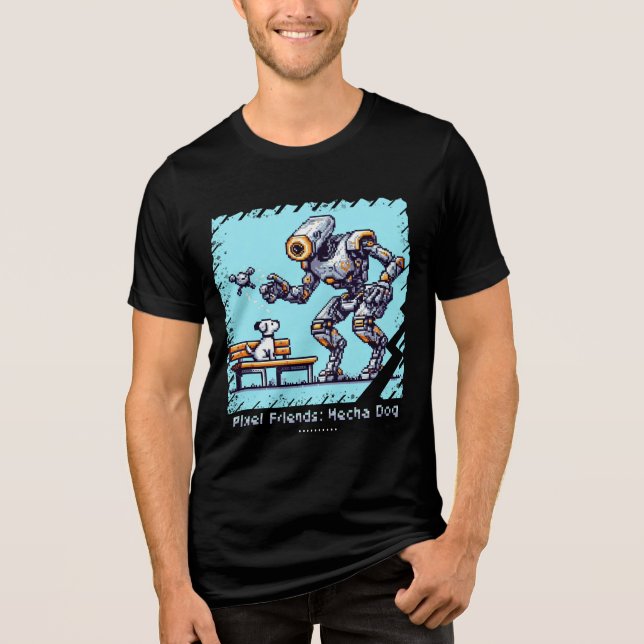 Pixel Friends: Mecha Hund (Man Tshirt)(FunnyTshirt T Shirt (Framsida)