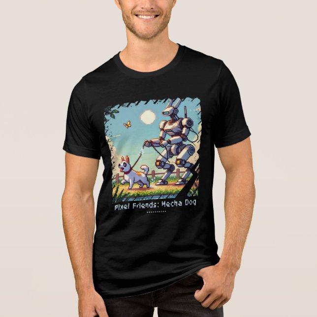 Pixel Friends: Mecha Hund (Man Tshirt)(FunnyTshirt T Shirt (Framsida)