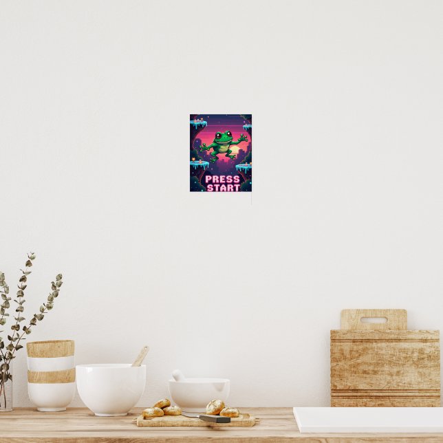 Pixel Frog Arcade Poster – Retro 8-Bit Gaming (Kök)