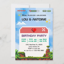 Pixel Gamer Birthday Invitation