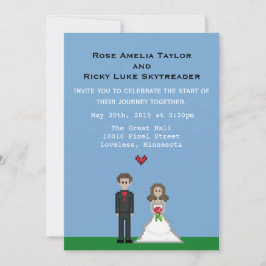 Pixel Gamer Brud & Brudgum Bröllopsinbjudan Inbjudningar