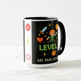Pixel Gamer Mugg – Level Up Retro Spelstil
