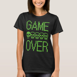 Pixel Gamer Skalle Game Over Retro TV-Spel Arkad T Shirt