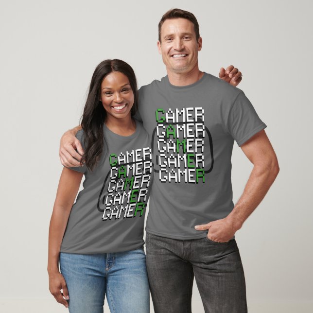 Pixel Gamer Speltypografi Retro T Shirt (Unisex)