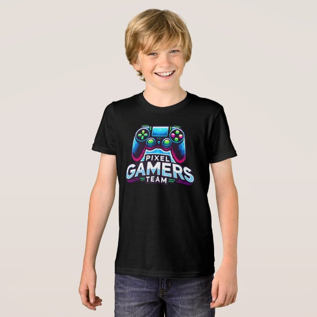 Pixel Gamers Team - Future Gamer Kids T Shirt (Framsida Full)